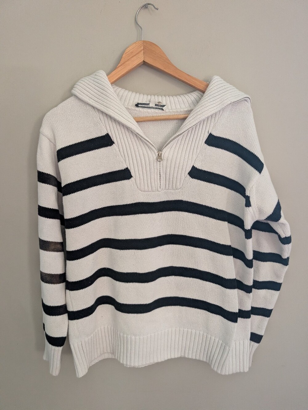 English Factory White Stripe Pullover Sweater Size S